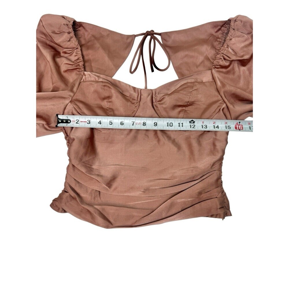 ASTR The Label Satin Puff Sleeve Crop Top Dark Blush Size L Going Out Sexy Chic - Picture 8 of 8